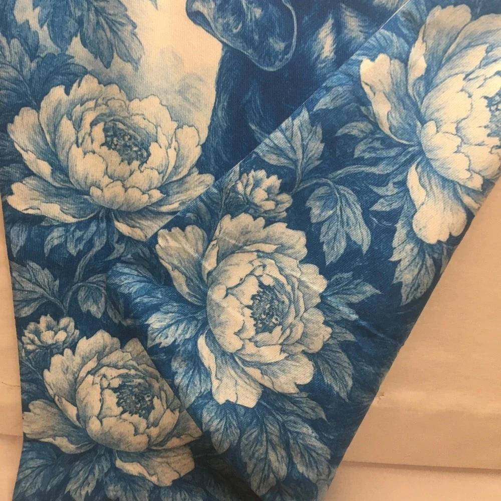 Rottweiler Toile Blue and White Throw Pillow Cover 18